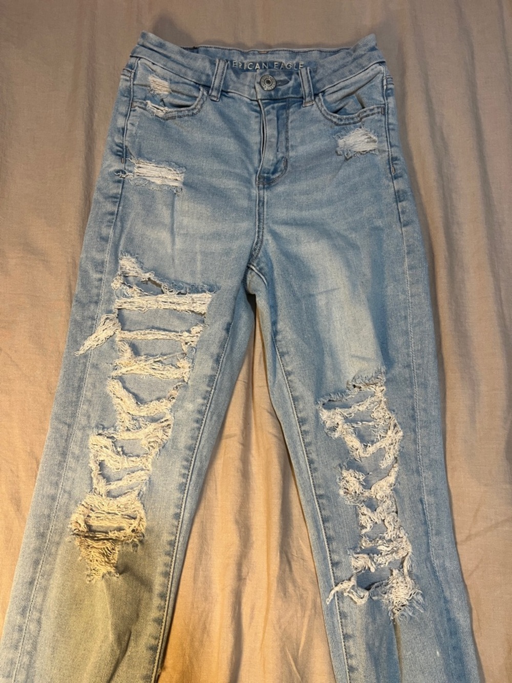 American Eagle Outfitters Distressed Light Blue Skinny Jeans